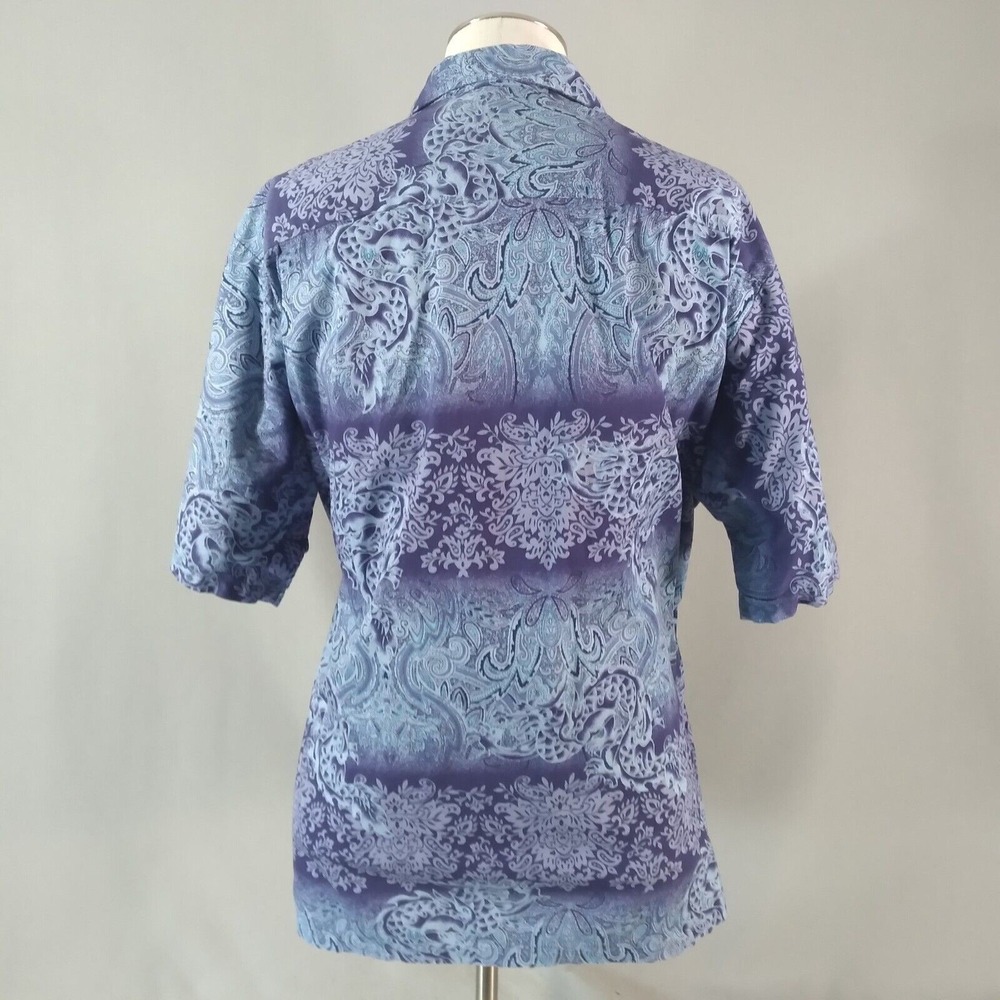 Hana Fashion Hawaiian Shirt Mens 2XL Blue Paisley Cotton Short Sleeve Button Up - Picture 8 of 12